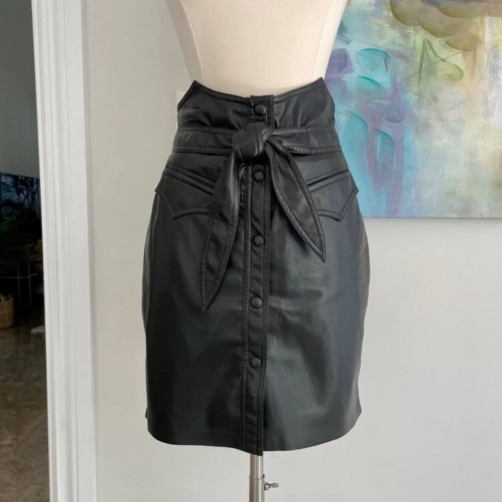 Nanushka Reese Faux Leather Western Mini Skirt